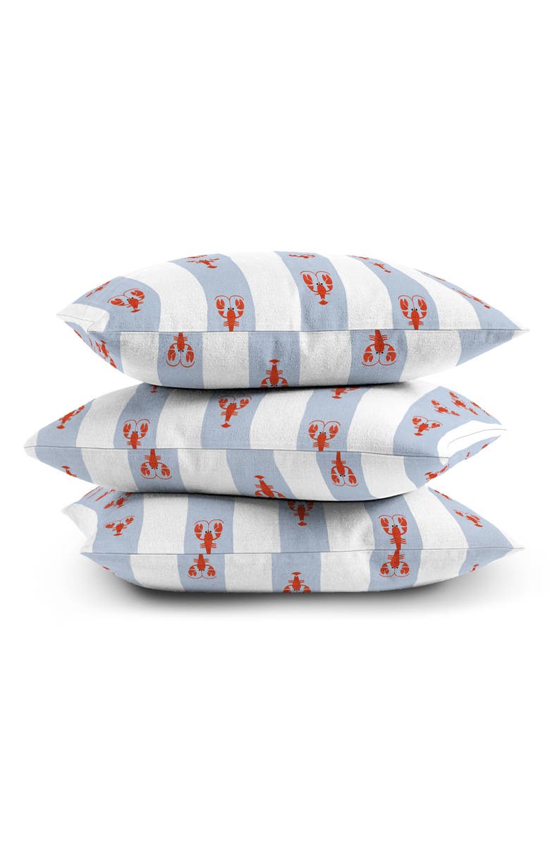 Deny Designs Stripe & Lobster Print Throw Pillow, Alternate, color, Blue Lobster
