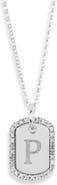 MESHMERISE Diamond Initial Dog Tag Pendant Necklace