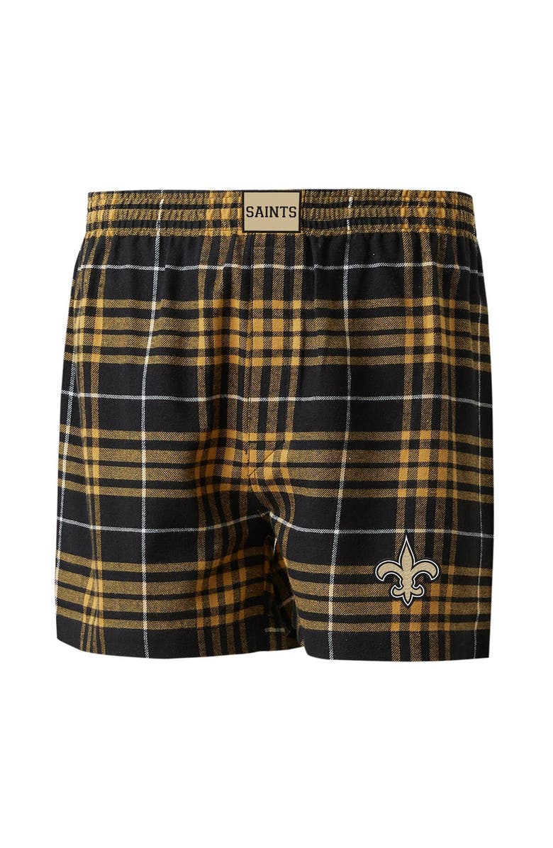 CONCEPTS SPORT Men's Concepts Sport Black/Gold New Orleans Saints Concord Flannel Boxers, Alternate, color, 