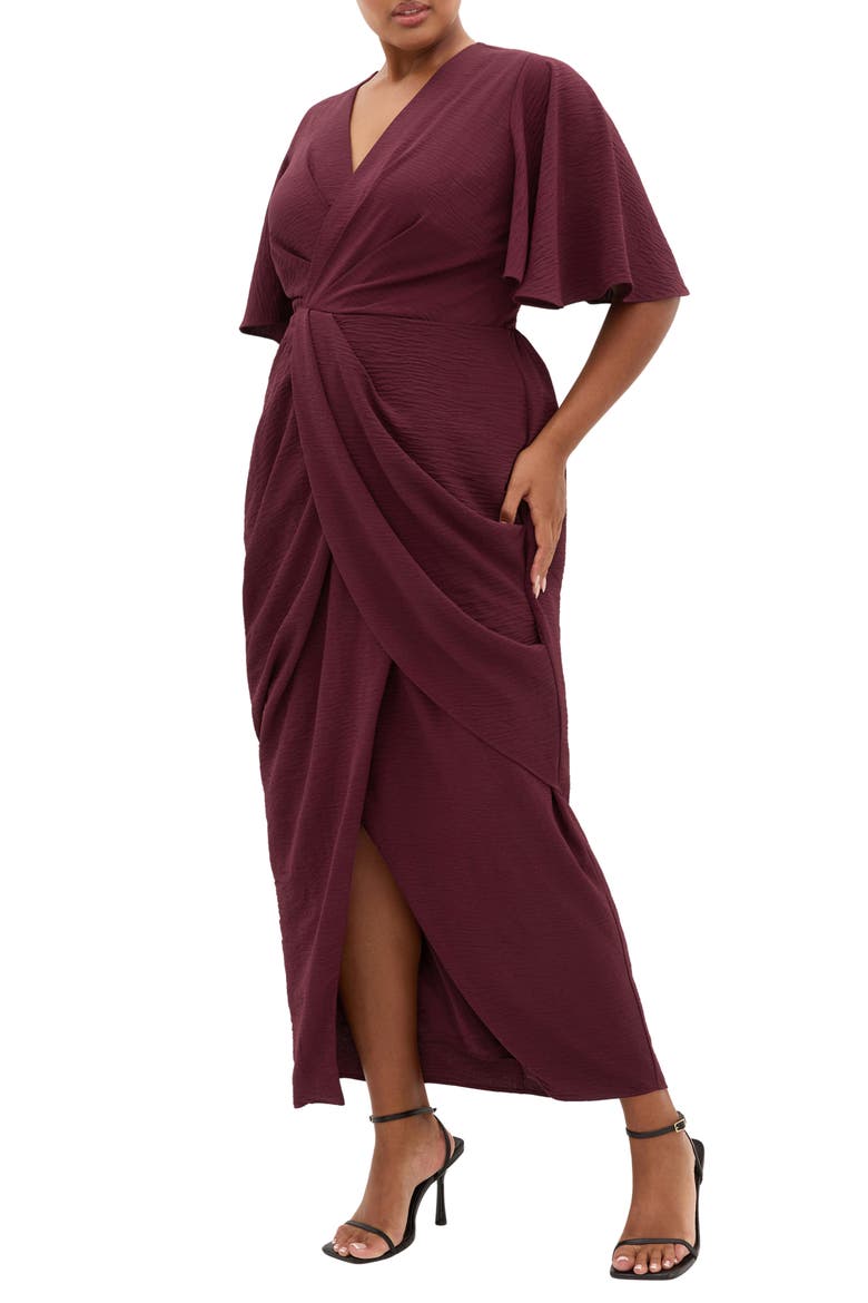 Braelynn High-Low Maxi Dress, Alternate, color, DARK CHERRY