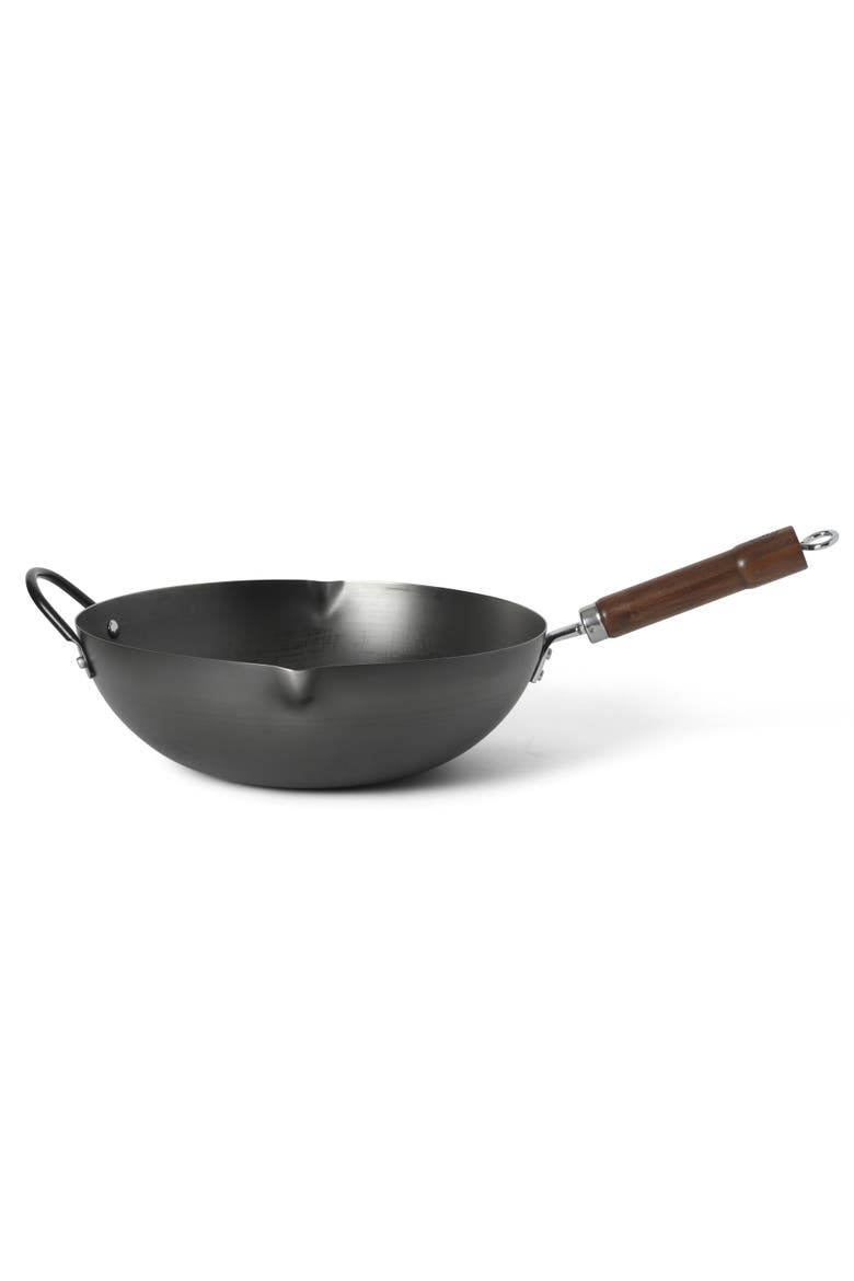 Chisholm 13.5-Inch Carbon Steel Nonstick Flat Bottom Wok, Main, color, Black
