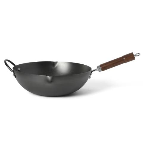 Chisholm 13.5-Inch Carbon Steel Nonstick Flat Bottom Wok