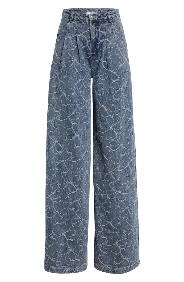 Ramy Brook Adley Embroidered Wide Leg Jeans, Alternate, color, 