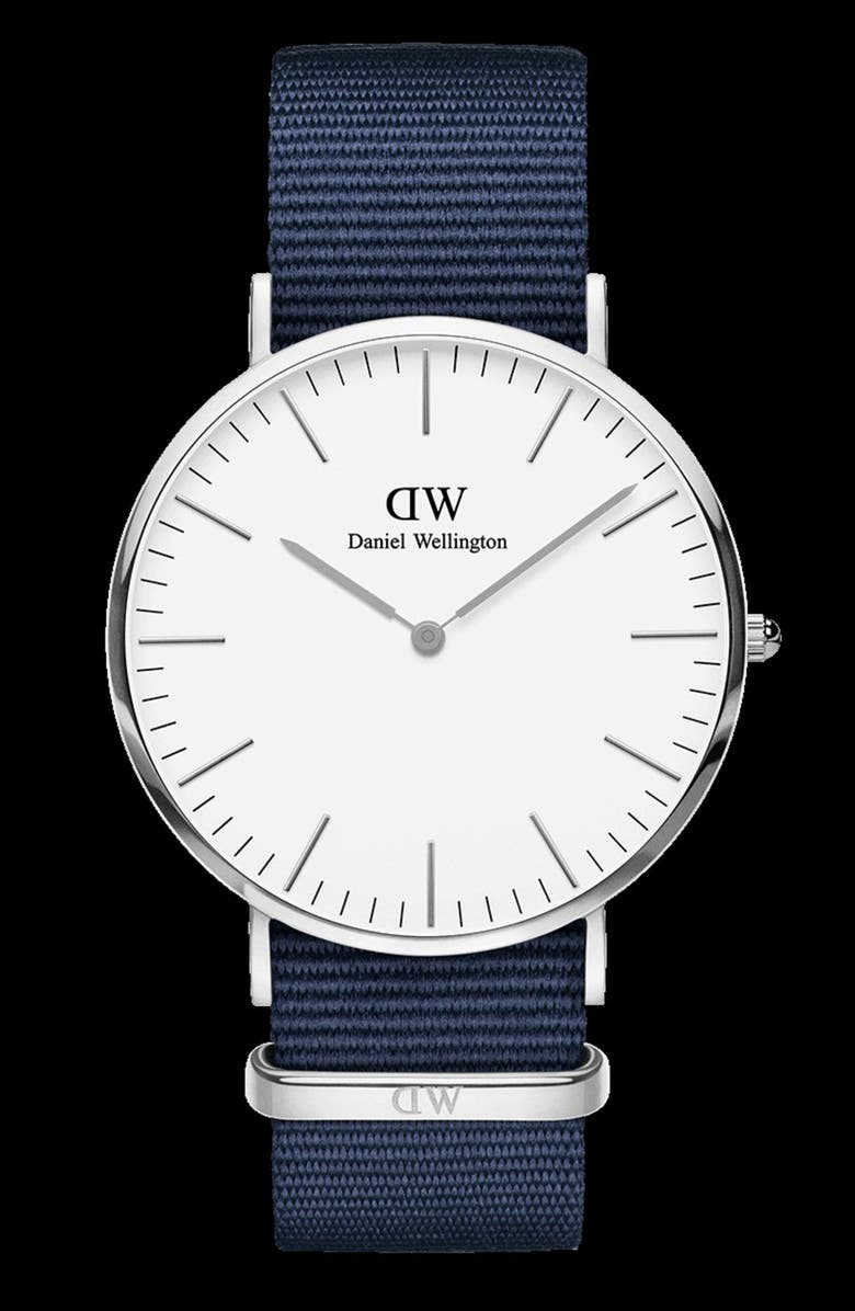 Daniel Wellington Classic Nylon Strap Watch, 40mm, Alternate, color, 