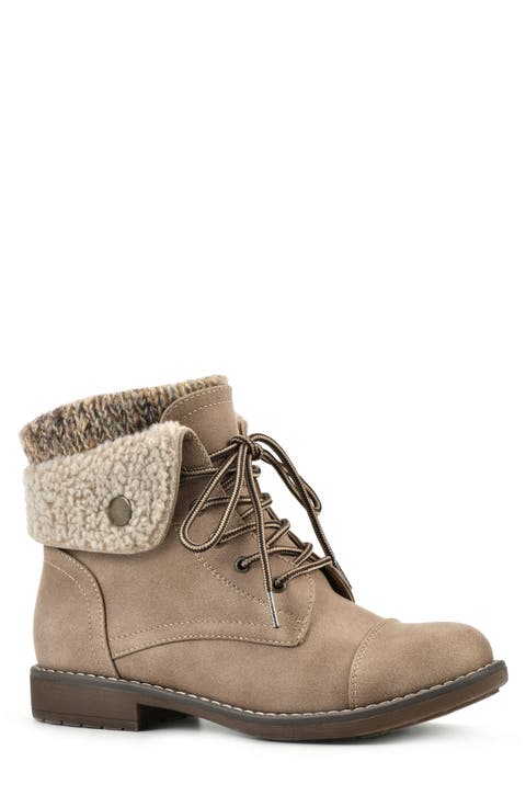 Duena Faux Shearling Lined Lace-Up Boot (Women)