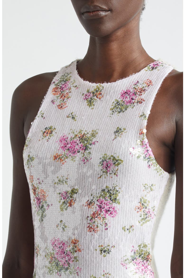 The Noemi Paillette & Cashmere Floral Tank, Alternate, color, PINK FLORAL / OATMEAL