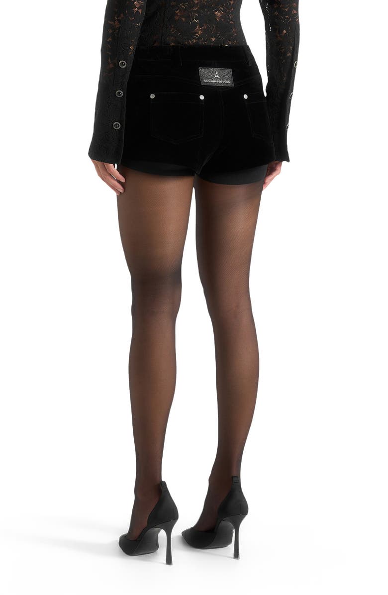 Manière De Voir Samia Velvet Patent Mini Shorts, Alternate, color, Black