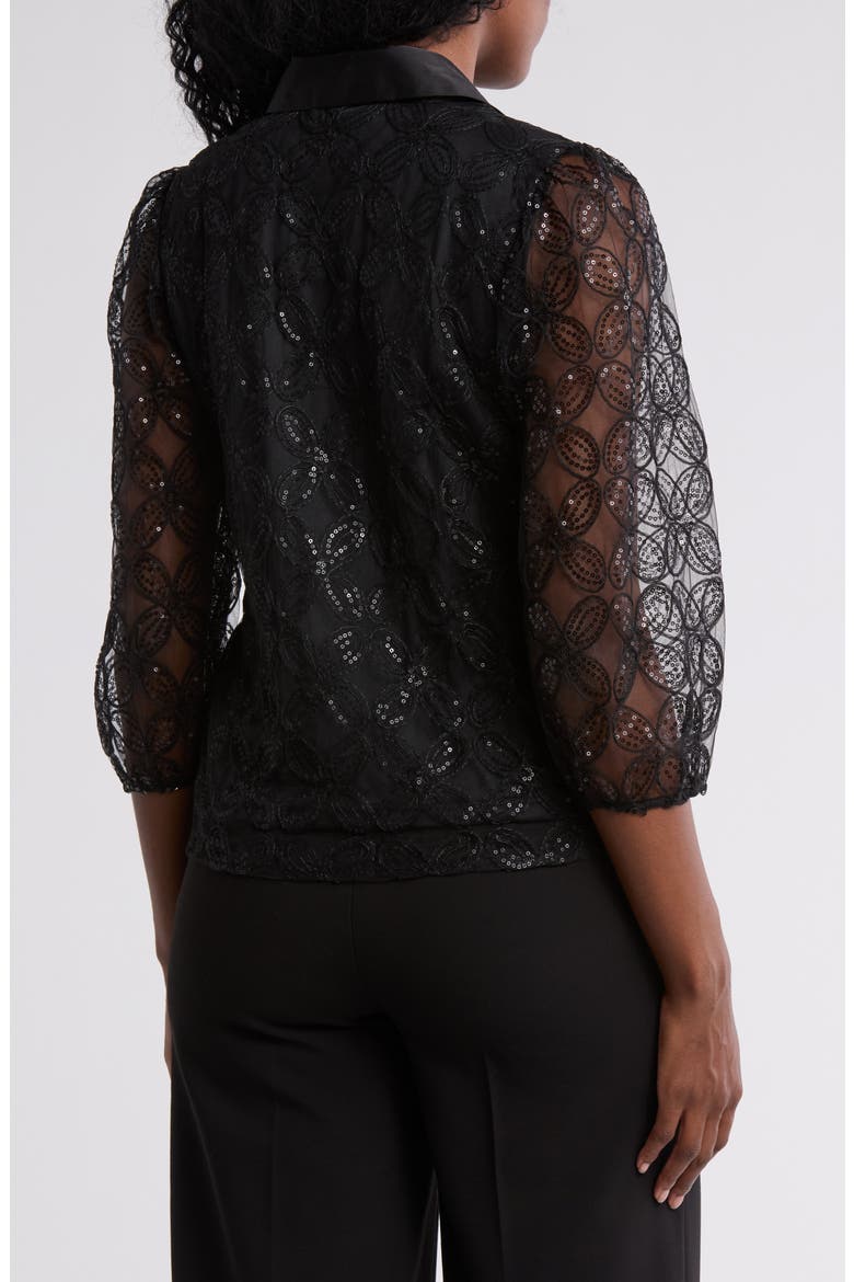 Ashley Sequin Button-Up Shirt, Alternate, color, BLACK