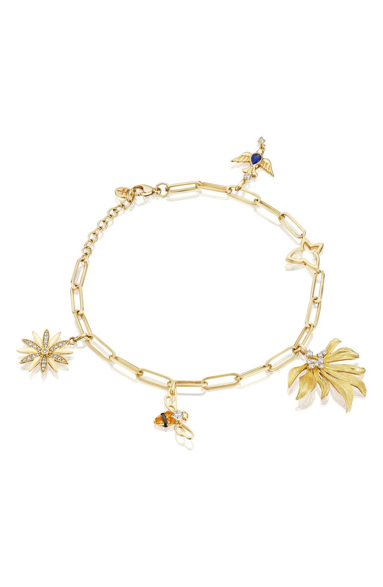 Hueb Penka Diamond, Citrine & Sapphire Charm Bracelet, Main, color, 