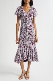 Cinq à Sept Clio Floral Ruffled Midi Dress