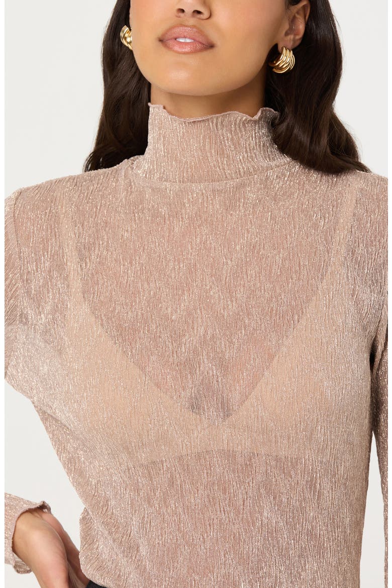 Kyra Metallic Mock Neck Shirt, Alternate, color, CHAMPAGNE