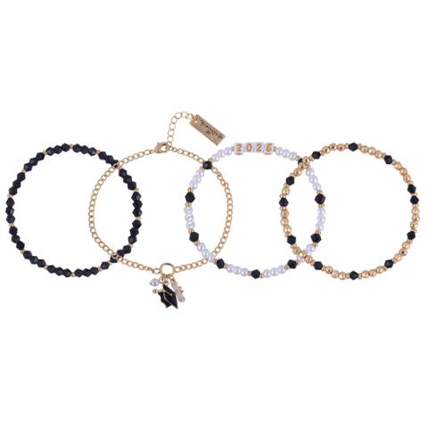 4pc Black & Gold Graduation Bracelet Set