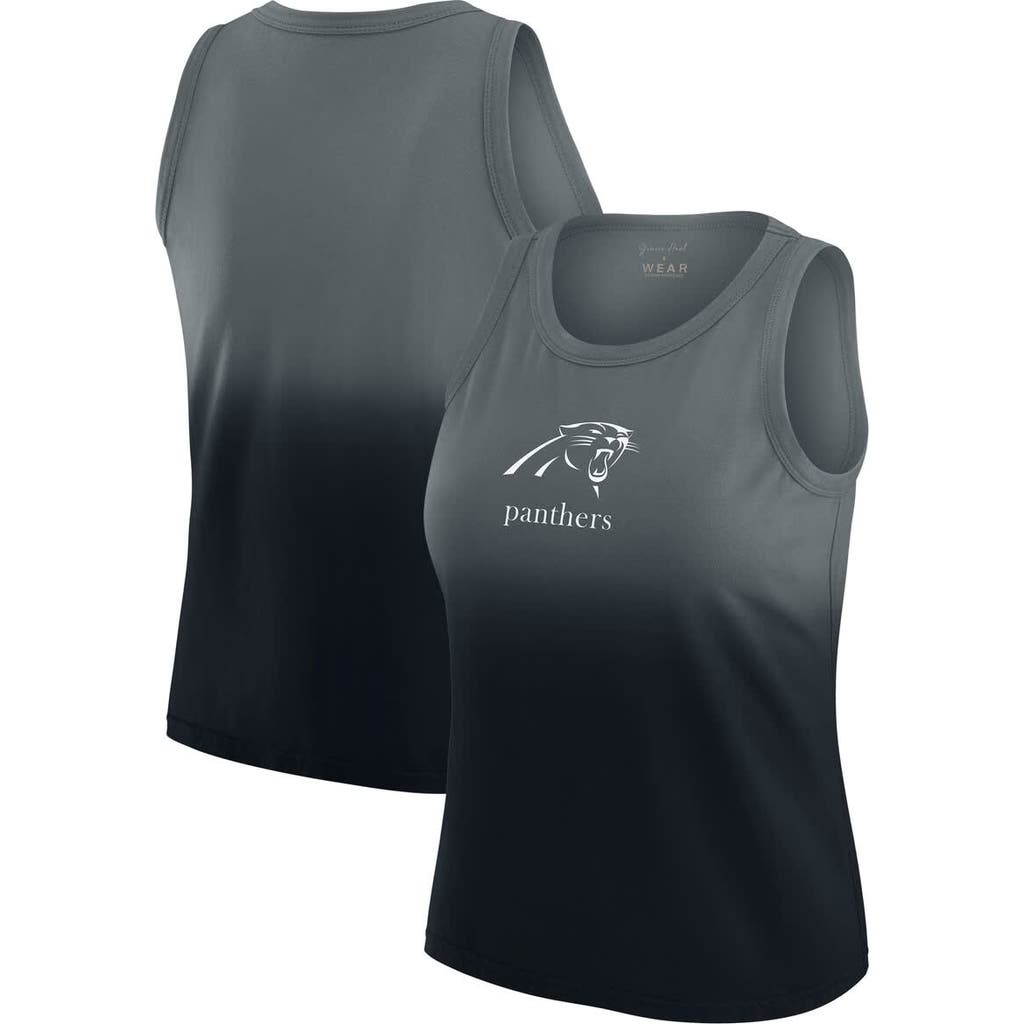Wear By Erin Andrews X Gracie Hunt Black Carolina Panthers Ombre Tank Top In Multi