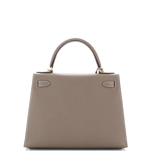 Pre-owned Hermes  Hermes Kelly Handbag Grey Epsom With Gold Hardware 28 In Brown