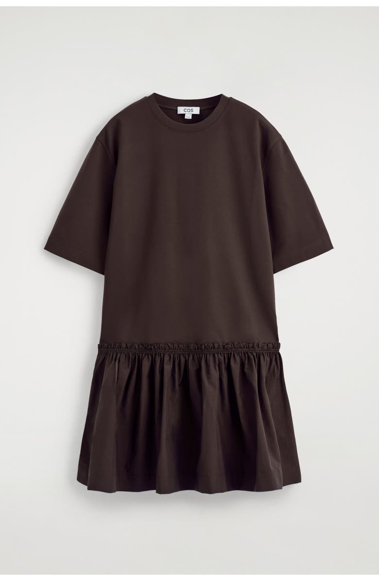 COS Panelled Dropped-waist Mini Dress, Alternate, color, Dark Brown