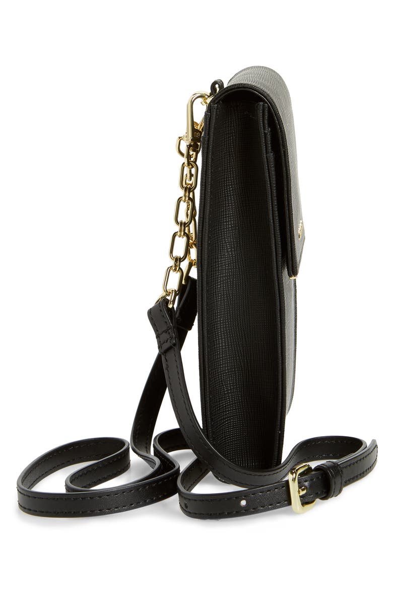Geriee Saffiano Leather Phone Crossbody Bag, Alternate, color, BLACK