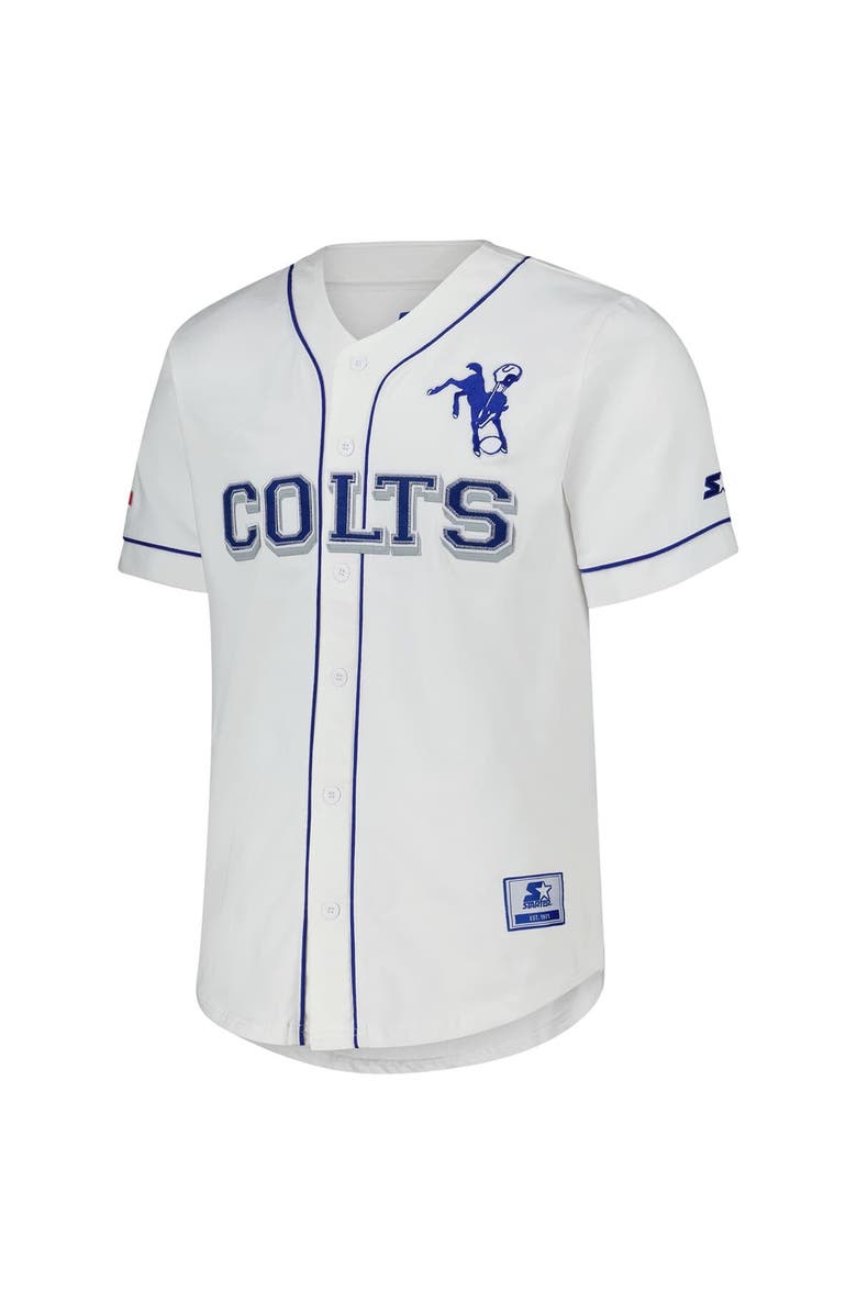 STARTER Men's Starter  White Indianapolis Colts Relay Vintage Full-Button Baseball Jersey, Alternate, color, White