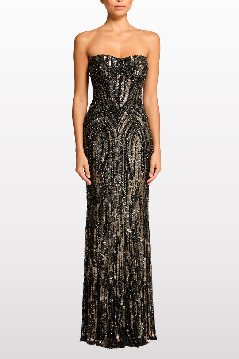 Euphoria Sequin-Embellished Strapless Dress, Main, color, Liquorice