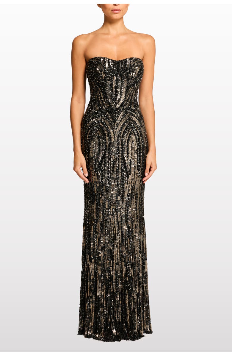 Jenny Packham Euphoria Sequin-Embellished Strapless Dress, Alternate, color, Liquorice