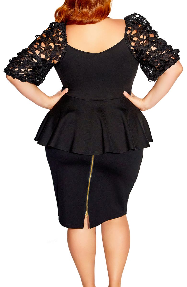 City Chic Noelle Lace Sleeve Peplum Blouse, Alternate, color, 