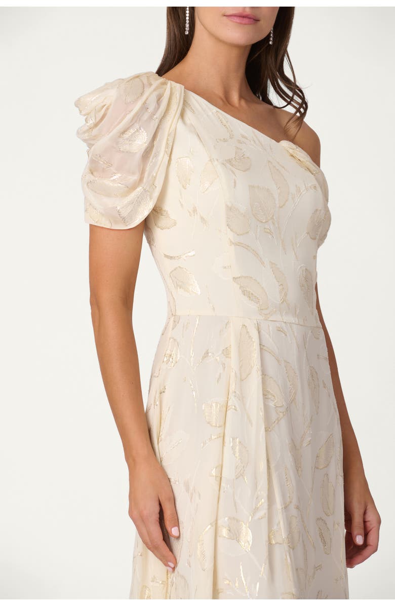 Shoshanna Midnight Lurex Chiffon Penelope Dress, Alternate, color, Ivory/Gold