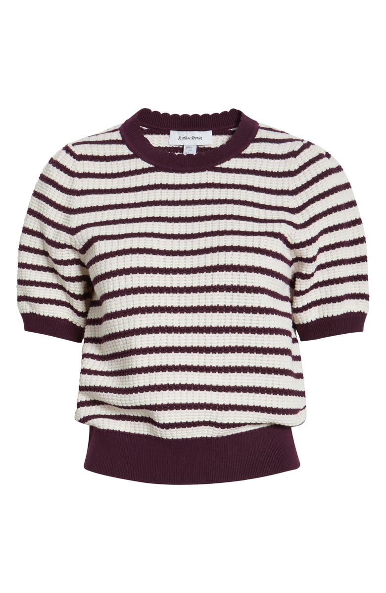 & Other Stories Scalloped Detail Puff Sleeve Cotton Sweater, Alternate, color,