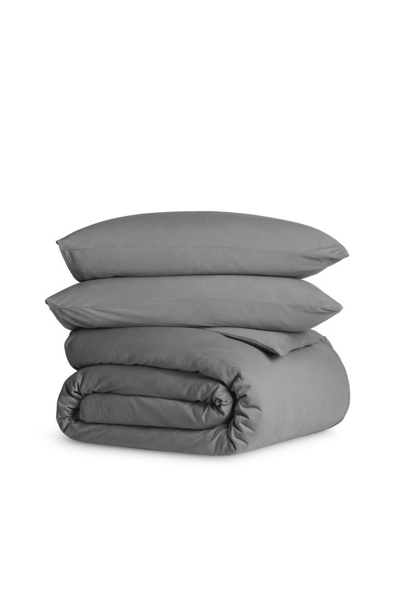 Organic Cotton Jersey Duvet Cover & Pillowcase Set, Main, color, Grey