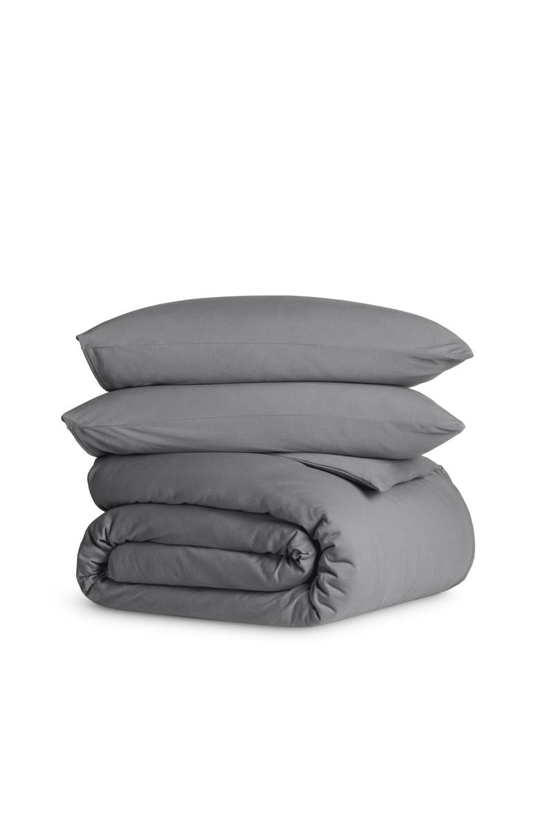 Bare Home Organic Cotton Jersey Duvet Cover & Pillowcase Set, Main, color, Grey