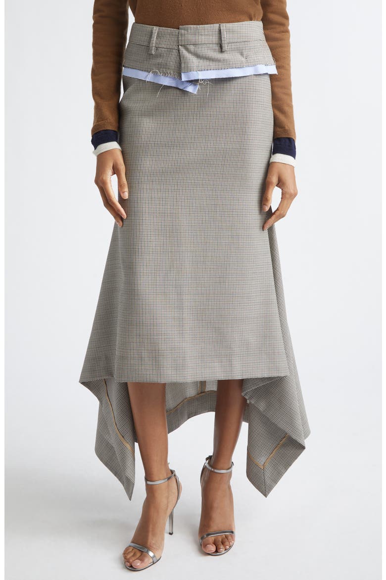 Check Deconstructed Waistband Skirt, Main, color, BROWN MULTI