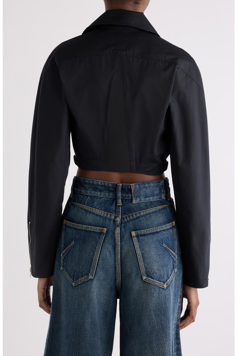 Crop Cotton Poplin Bolero Biker Jacket, Alternate, color, NOIR ALAIA