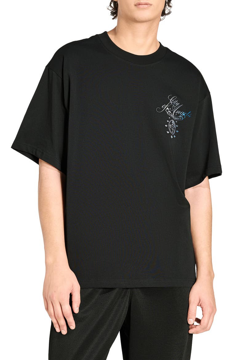 Los Angeles Cotton Graphic T-Shirt, Main, color, BLACK/ CREW YELLOW
