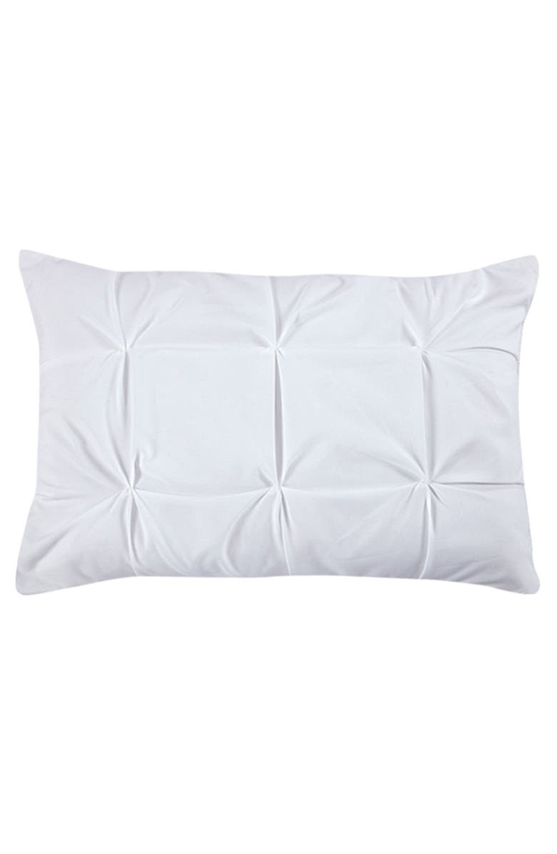 CHIC Queen Aera Pleated Pintuck and Printed Reversible with Elephant Embroidered Pillow Duvet Cover 4-Piece Set - White, Alternate, color, 