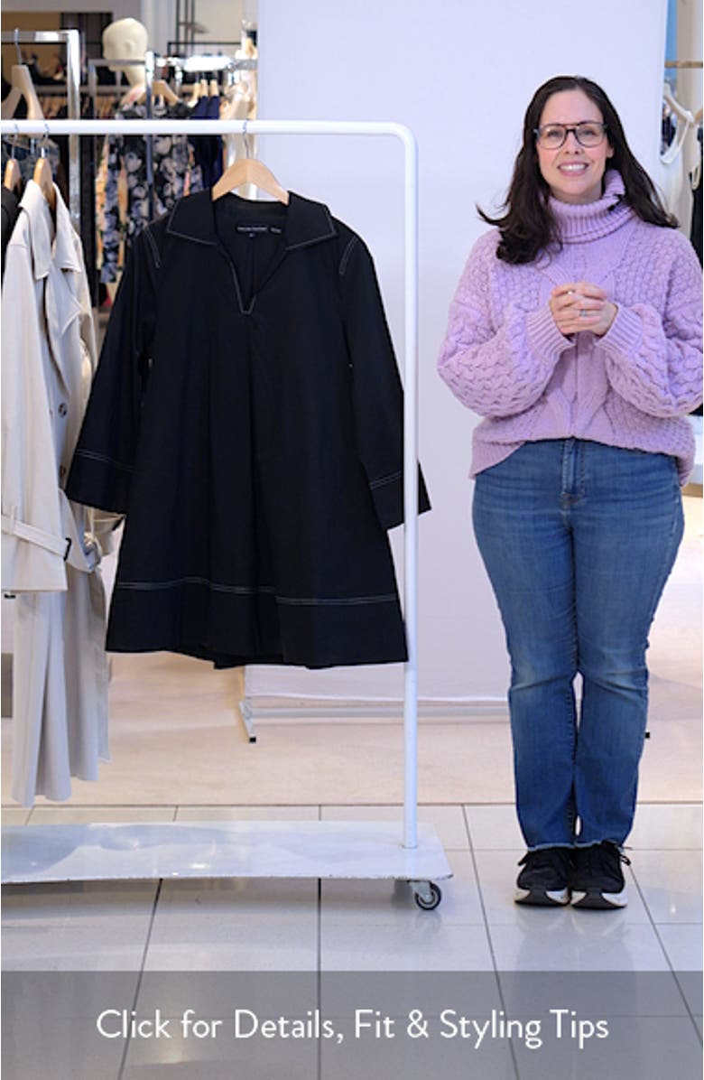 Contrast Stitch Cotton Blend Mini Shirtdress, sales video thumbnail