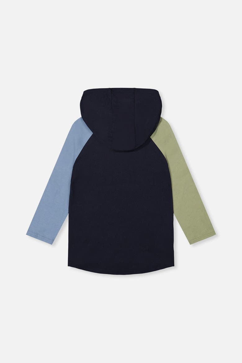 Raglan Hooded Cotton Graphic T-Shirt, Alternate, color, Dark Blue and Green