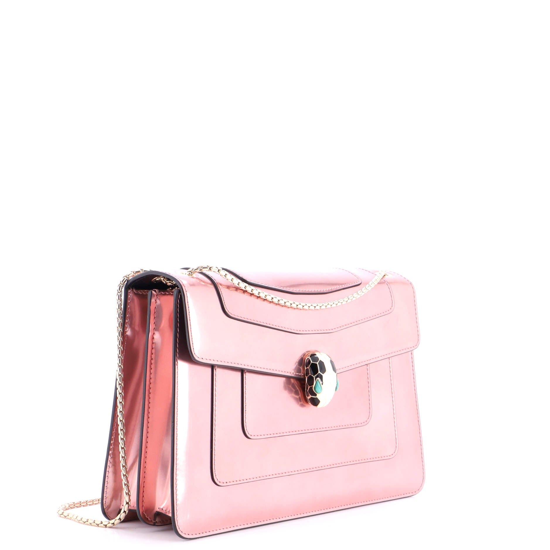 Serpenti Forever Shoulder Bag Metallic Leather Medium, Alternate, color, Pink