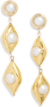 VIDAKUSH Freshwater Pearl Almond Drop Earrings