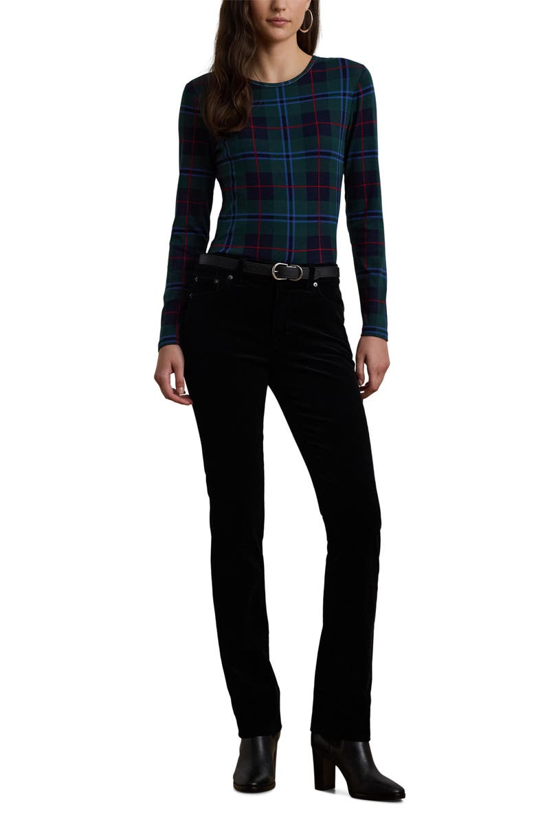 Lauren Ralph Lauren Plaid Long Sleeve Stretch Cotton T-Shirt, Alternate, color,