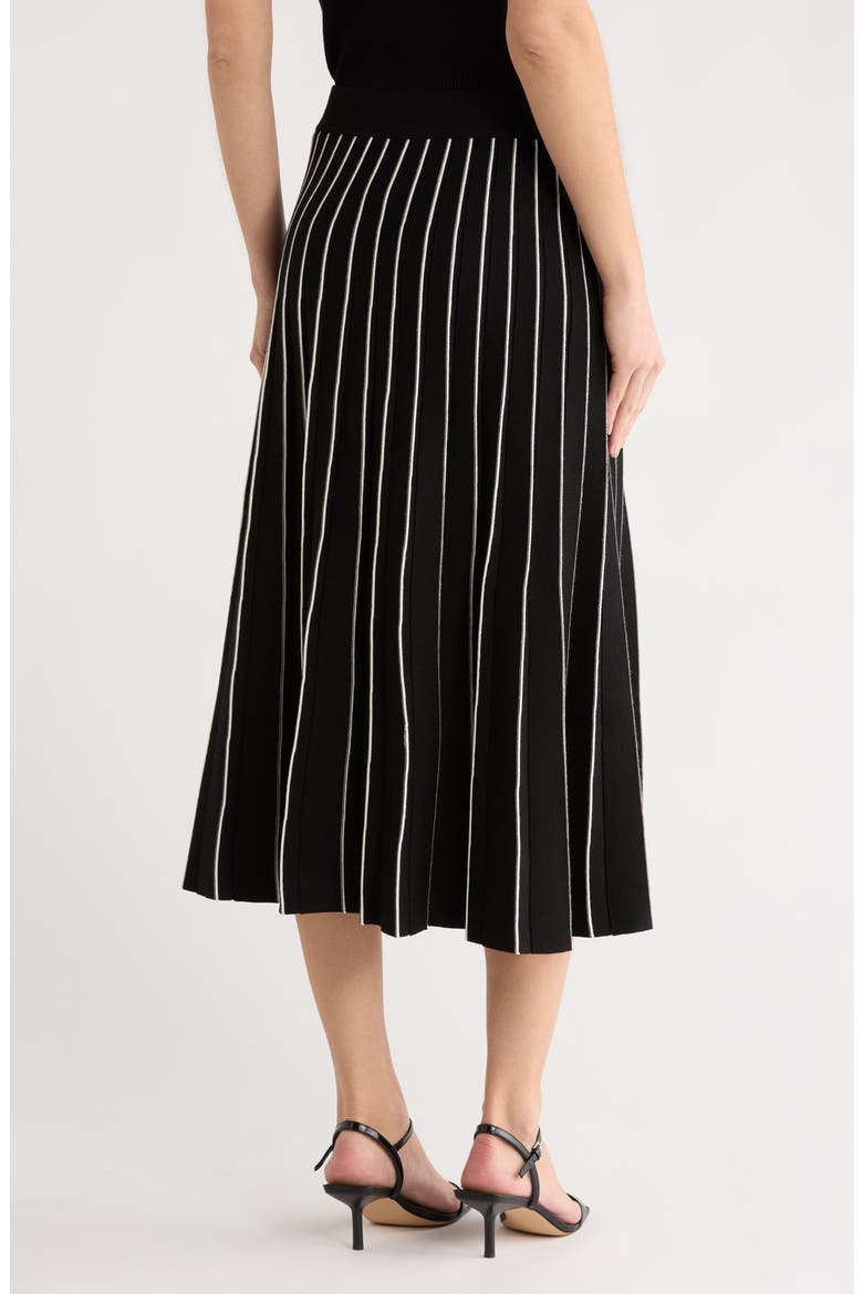 Pinstripe Sweater Skirt, Alternate, color, BLACK/ CREAM