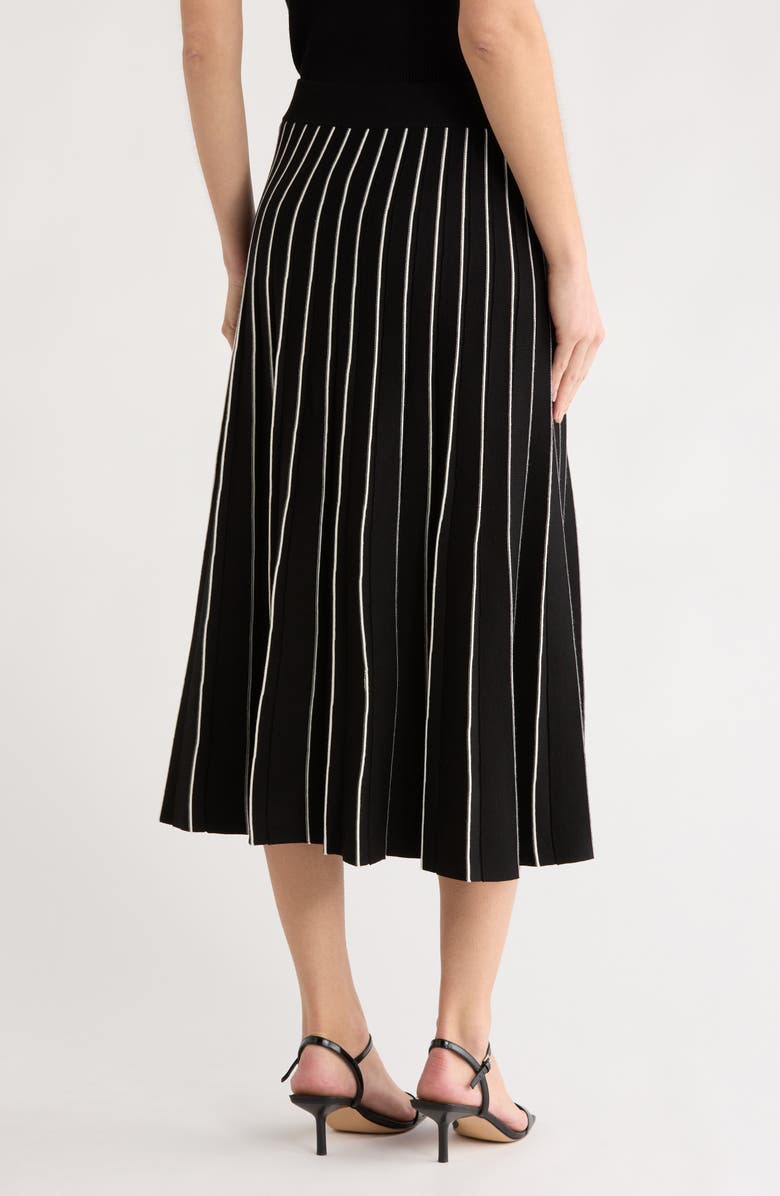 Adrianna Papell Pinstripe Sweater Skirt, Alternate, color, Black/ Cream