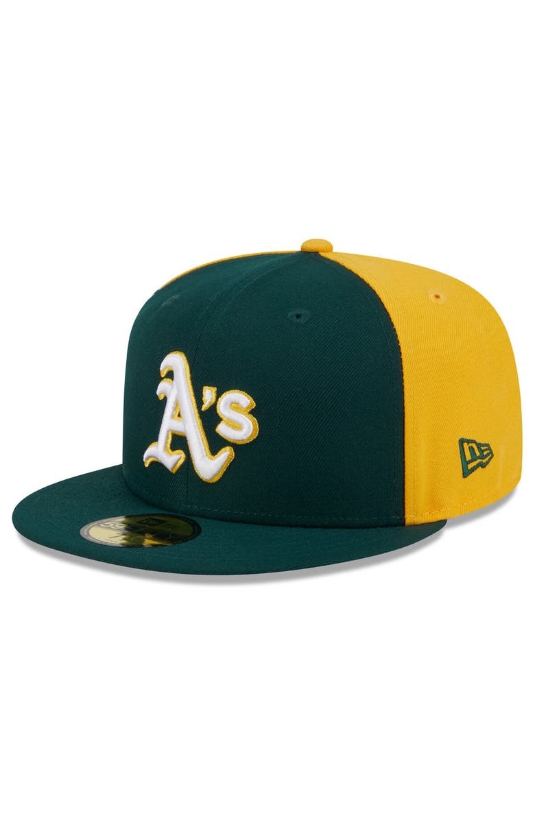 New Era Men's New Era Green/Gold Athletics Gameday Sideswipe 59FIFTY Fitted Hat, Alternate, color, Green