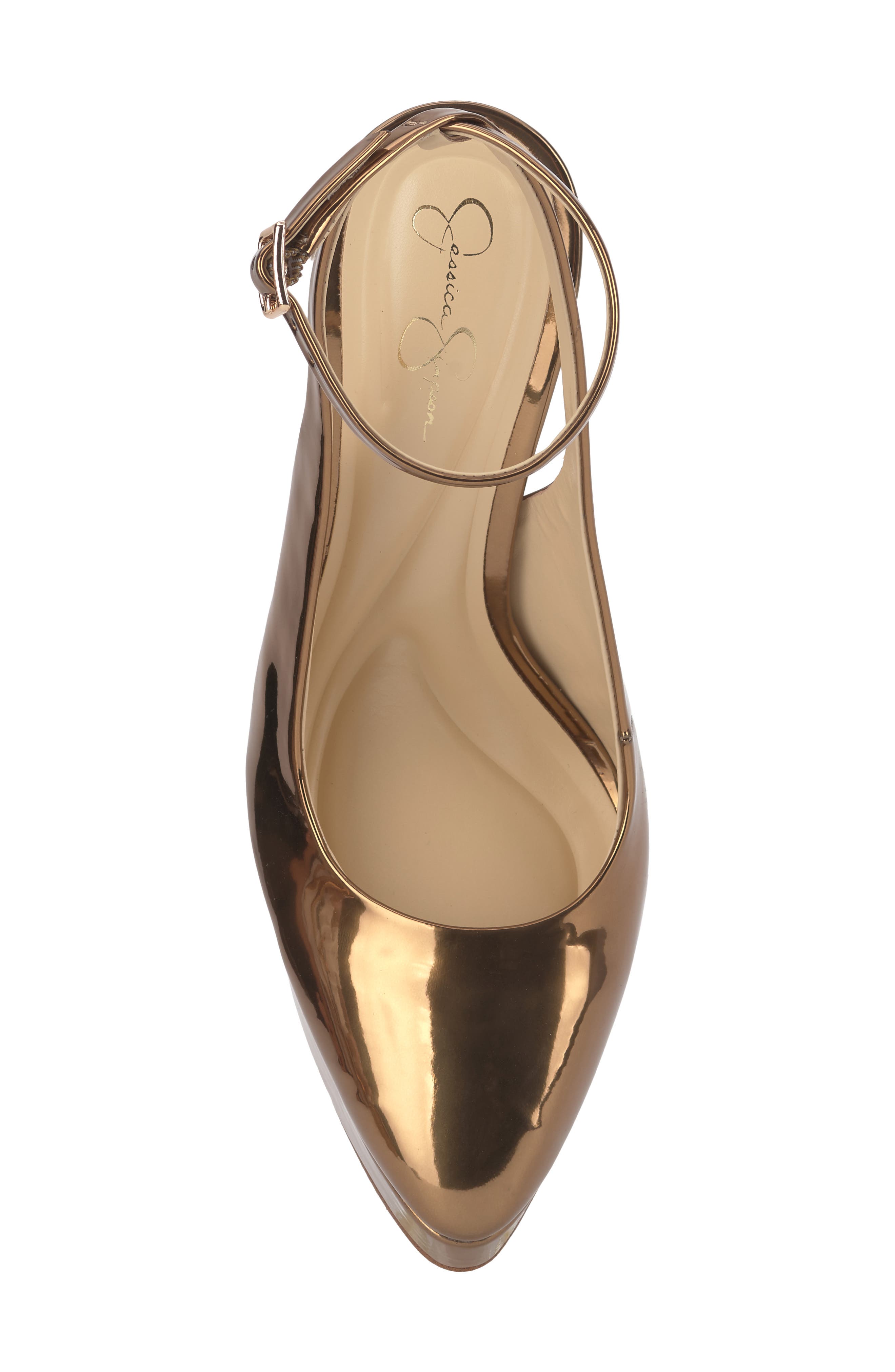 Nelica Ankle Strap Platform Pointed Toe Pump, Alternate, color, BRONZE