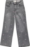 Jessica Simpson Kids' Bow Print Wide Leg Jeans