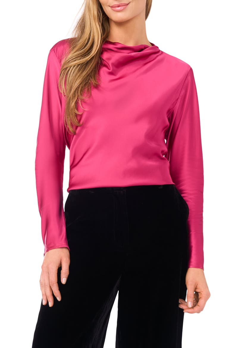 Amy Cowl Neck Satin Top, Main, color, SANGRIA