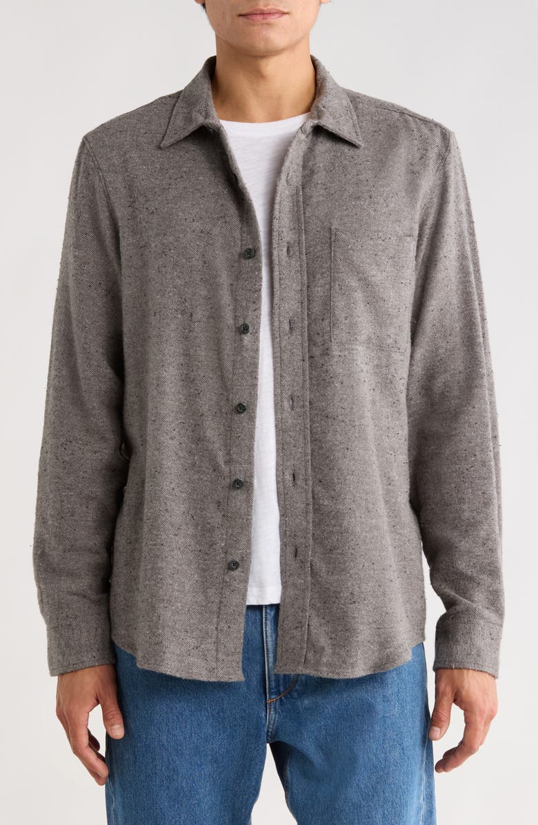 Treasure & Bond Donegal Flannel Button-Up Shirt, Alternate, color, Grey-Black Raven