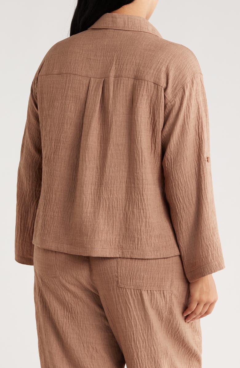 MAX STUDIO Textured Collared Shirt, Alternate, color, Mushroom