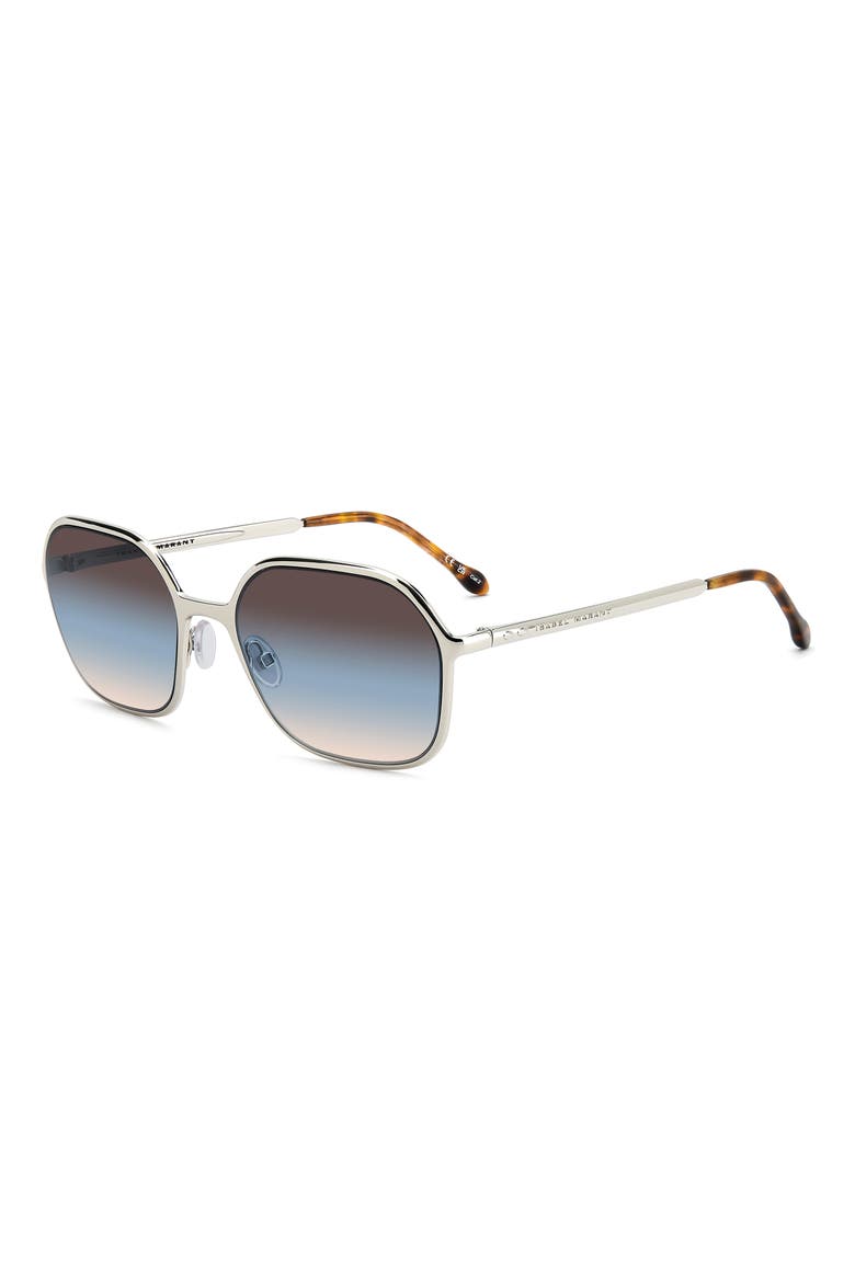 57mm Square Sunglasses, Alternate, color, PALLADIUM/ BROWN TEAL