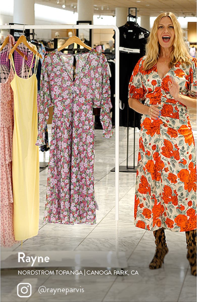 Floral Long Sleeve Midi Dress, sales video thumbnail