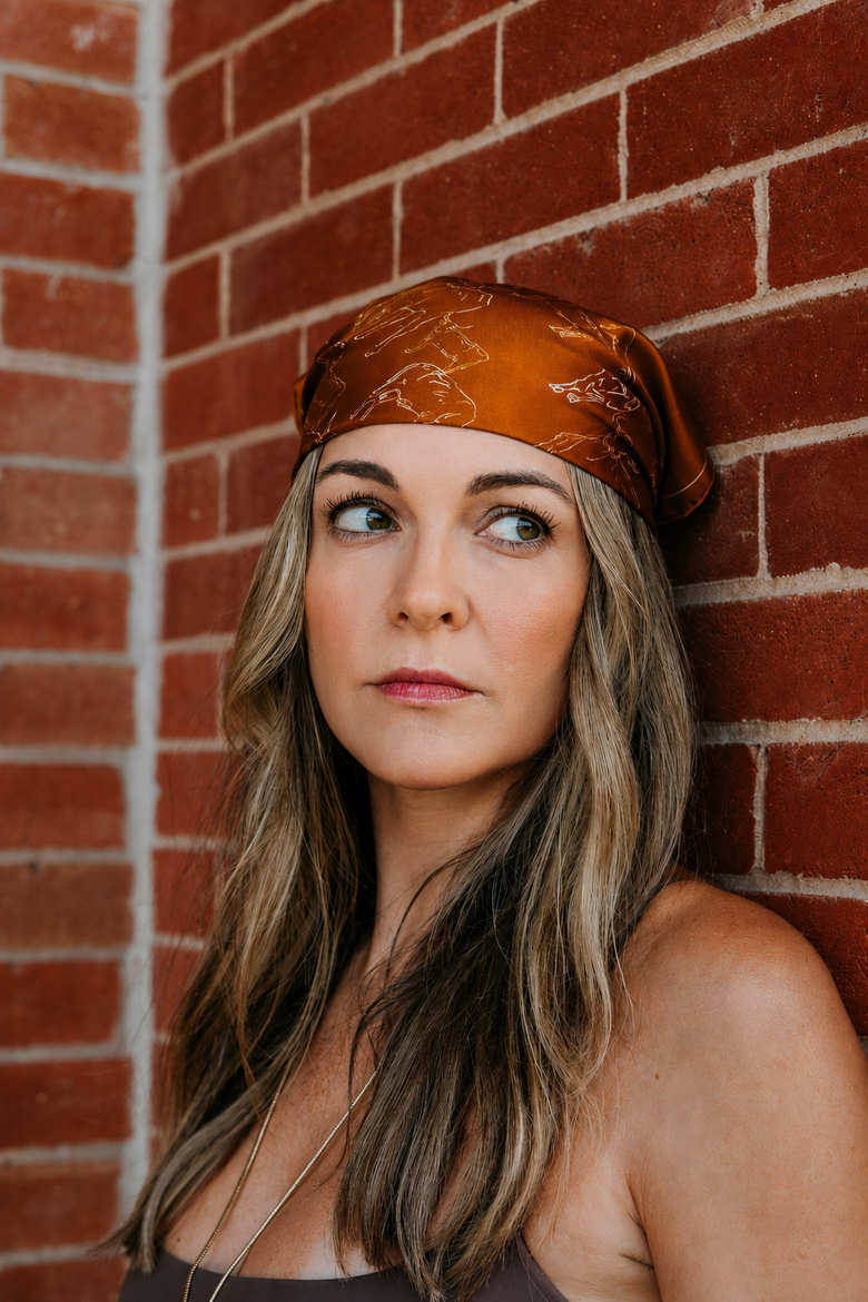 Longhorn Outline Silk Twill Bandana, Alternate, color, Burnt Orange