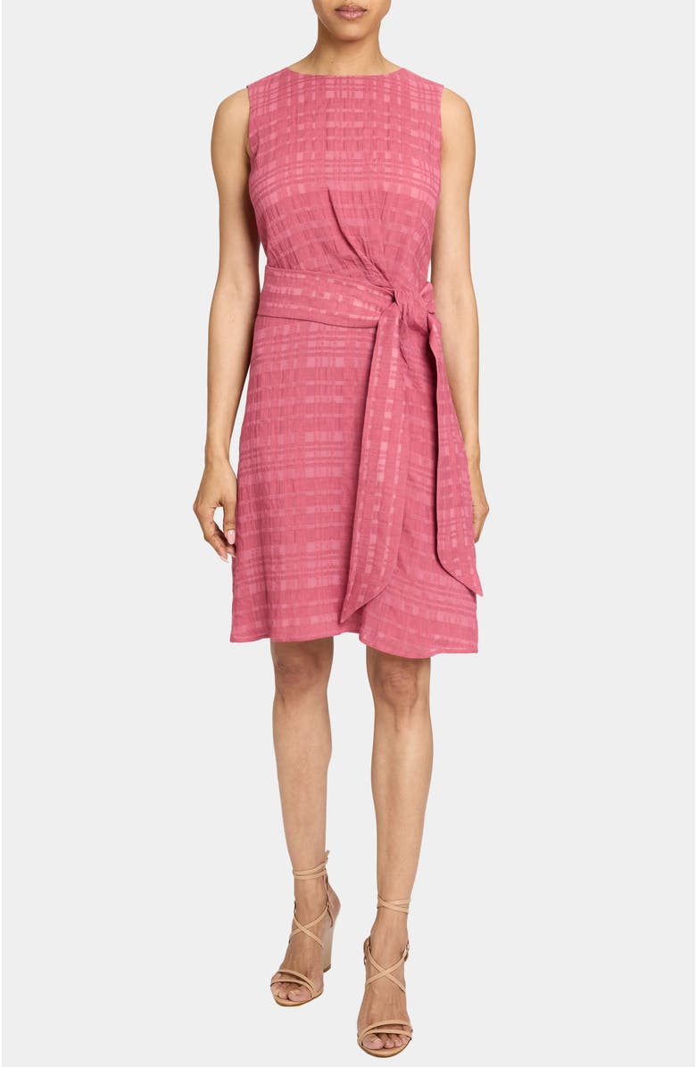 Santorelli NADIA Sleeveless A-Line Short Dress in Laser Cut Linen, Main, color, Peony