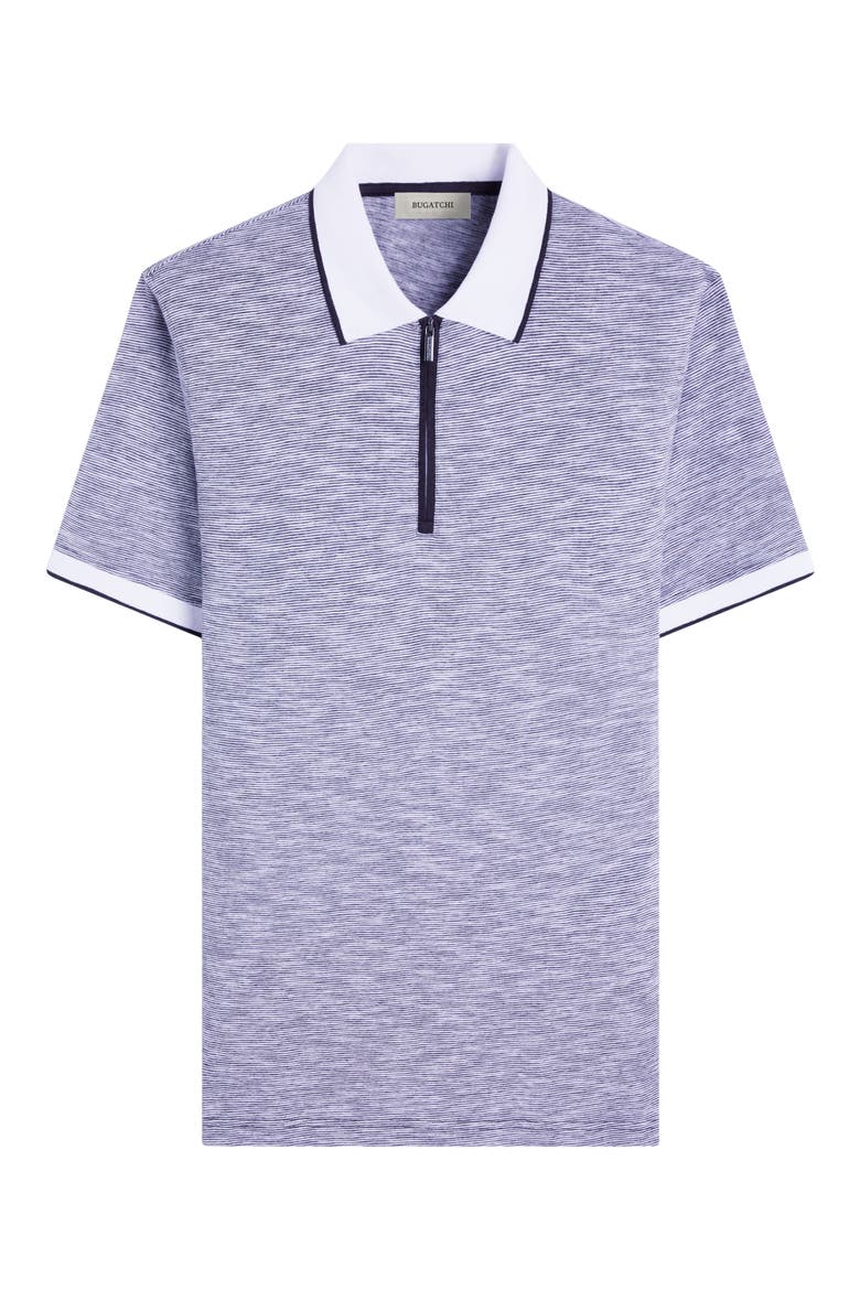Cotton & Linen Quarter Zip Polo, Alternate, color, BLACK